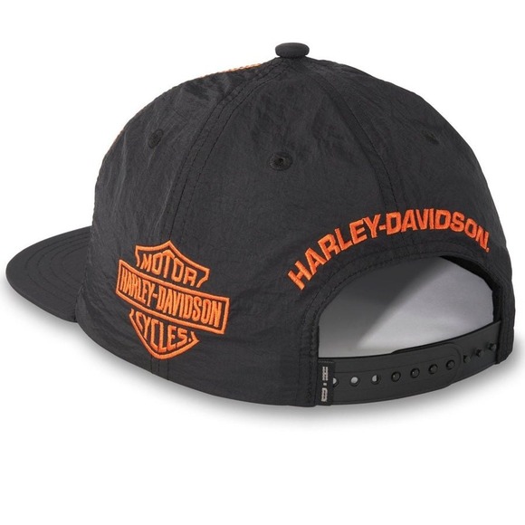 Harley Davidson Screamin' Eagle Adjustable Snapback‎ Hat Black/Orange 97605-24VM - Picture 3 of 11